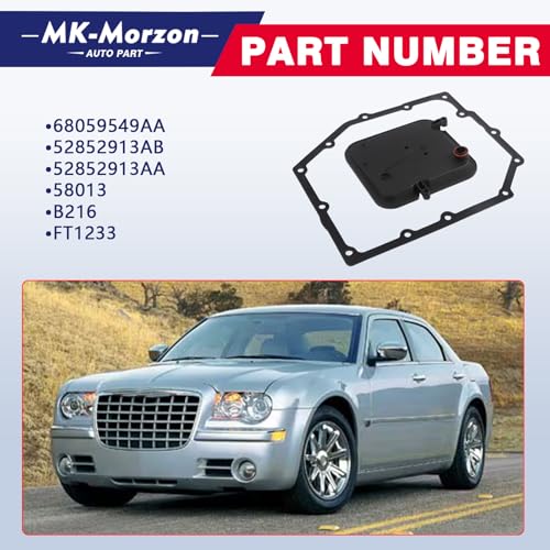 42RLE Transmission Filter Kit Compatible with Dodge Challenger Charger Dakota Magnum Ram 1500 J-eep Liberty Wrangler Chrysle 300 Replace# 68059549AA 58013
