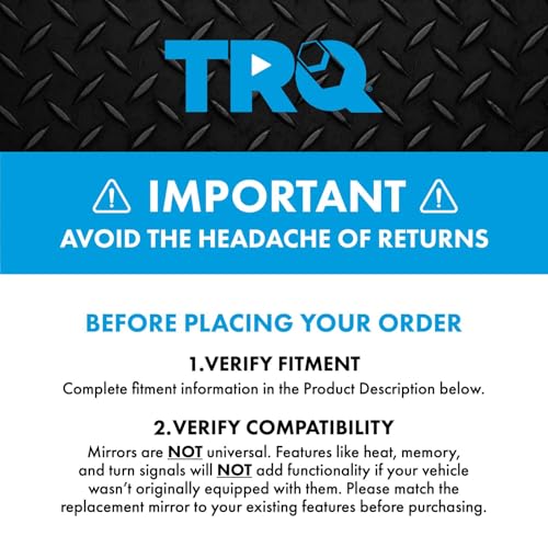 TRQ Driver and Passenger Side Mirror Assembly 2 Piece Set Power Heated No Memory Black Compatible with 2007-2013 Chevy Avalanche Suburban 2007-2014 Suburban GMC Yukon Yukon XL 1500