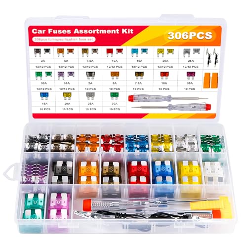 MTABCTY 306 PCS Car Fuses Assortment Kit, Micro + Mini + Standard Blade Fuses Automotive Kit (2A 5A 7.5A 10A 15A 20A 25A 30A 35A) + Puller Replacement for Car Truck Boat RV Motorcycle Camper