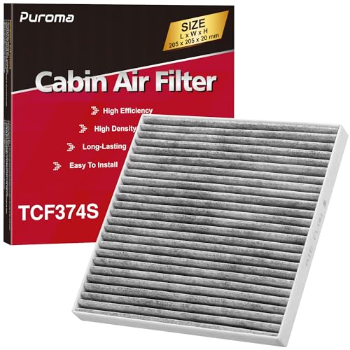 Puroma Cabin Air Filter with Activated Carbon, Replacement for CP374, CF10374, CAF1765, CAF7765, Tacoma, Dodge Dart, Pontiac Vibe, 87139-YZZ09 and 88508-04010, Chrysler: 68164981AA