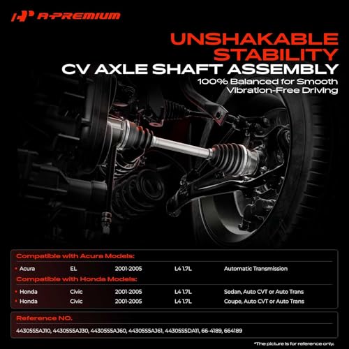 A-Premium CV Axle Shaft Assembly Compatible with Acura EL 2001-2005 & Honda Civic 2001-2005 Front Right Passenger Side, Replace# 44305S5AJ10