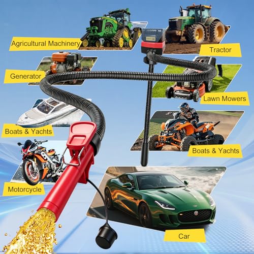 5.5 GPM Cordless Fuel Transfer Pump with Auto Shut-Off & Beep Alert, 57"Hose & 5Adapters, Compatible with DeWalt 20V & Milwaukee 18V Batteries, Portable Gas Can Pump for Gasoline andDiesel (Bare Tool)