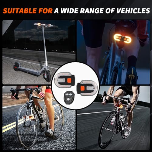 UPXSXT 4Pcs Turn Signals for Bicycles with Alarm, USB Charging Remote Control Split/Integrated Bike Tail Light 5 Modes Waterproof Strobe Bike Rear Lights Can be Mounted on Front and Rear of Bicycle