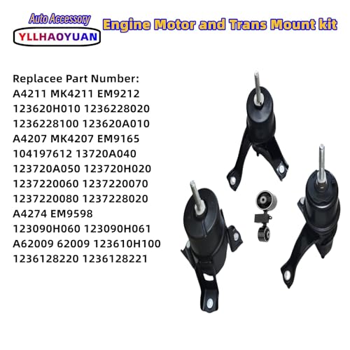 Yllhaoyuan Engine Mount Set of 4 Compatible with 2007-2011 Camry 2.4L - Replaces A4211 A4207 A4274 A62009