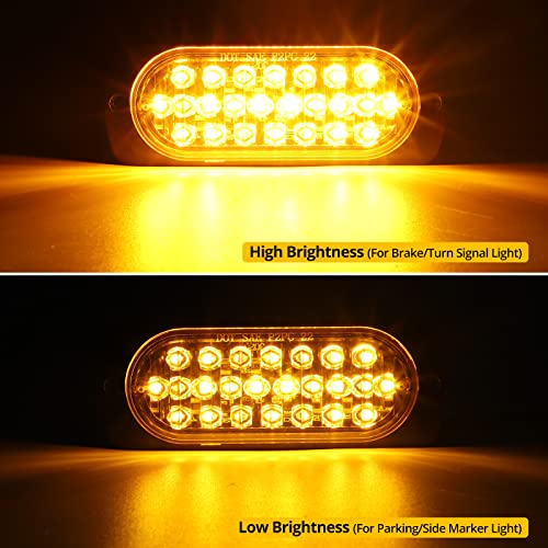 Partsam 2Pcs 4.4" Amber 24 LED Turn Signal Side Marker Lights [DOT Approved], IP67 Waterproof Amber Lens Aluminum Housing Surface Mount Marker Lights for Trailer Truck Tractor RV