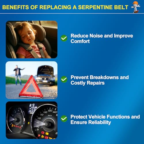 Serpentine Belt Compatible with Chevy Silverado/Suburban/Tahoe, GMC Sierra/Yukon/Savana, Cadillac Escalade – Fits 4.8L 5.3L 6.0L V8, EPDM Drive Belt Replaces 12637204 6PK2365