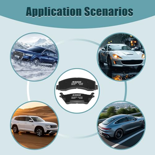 Ceramic Front and Rear Brake Pads Compatible with 2012-2014 Ford F-150 (with 6 Lugs or 7 Lugs Rotors),Compatible with 2015-2020 Ford F-150 (Models with Manual Parking Brake), D1414+D1602