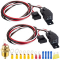 2 PCS Electric Fan Relay Kit, Dual Electric Fan Relay Kit, 185 On 175 Off Thermostat Switch 40A Relays, 12V Cooling Radiator Fan Relays Wiring Kits for Replacing Faulty Wiring, Truck Engine Cooling