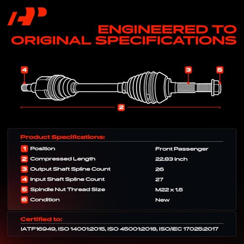 A-Premium CV Axle Shaft Assembly Compatible with Honda Civic DX EX EX-L LX LX-S 2006-2011, 1.8L Gas, Manual Transmission Only, Front Right Passenger Side, Replace# 44305SNAN01, 44306SF0671