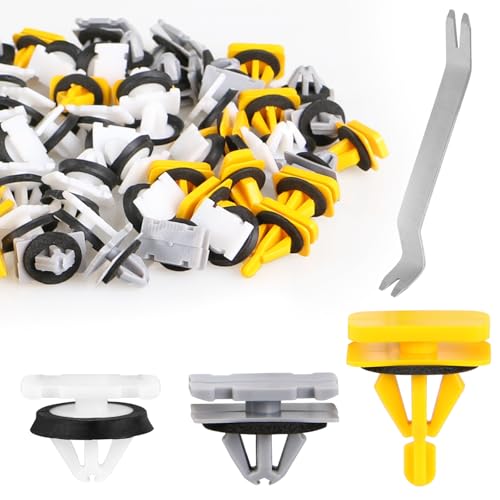 UNIGT 70pcs Fender Flare Rocker Panel Moulding Clips with Wheel Opening Trim Retainers and Fender Exterior Trim Fastener Rivet Compatible with GM Buick Cadillac Chevrolet GMC Sedan Trucks