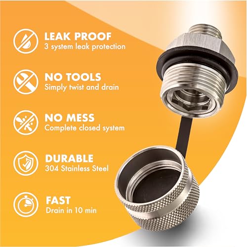 ValvoMax Oil Drain Valve – Quick Twist Oil Drain Plug for Mess-Free DIY Oil Changes – No Tools Required – M12-1.75 Thread Size – Veteran-Owned American Brand
