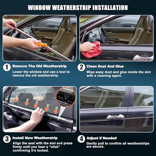 KAFKOF Window Molding Trim Seal for Honda CR-V 2007-2011 Accessories, Outer Door Black Rubber Weather Stripping Belt, Replacement 72410-SWA-A01 (4PCS)