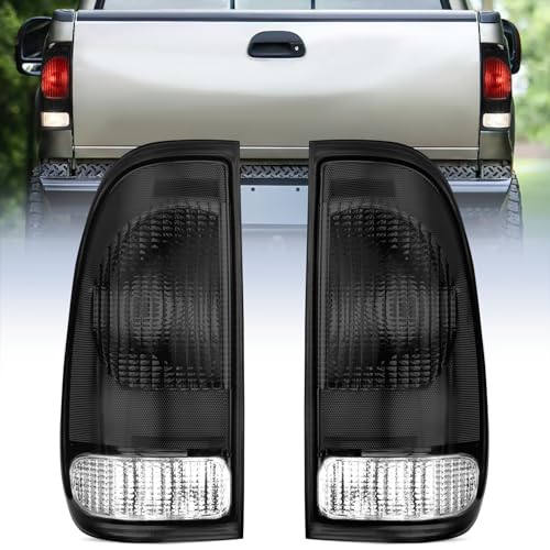 Nilight Taillight Assembly Compatible with 1997 1998 1999 2000 2001 2002 2003 2004 2005 2006 2007 Ford F150 Styleside F250 F350 F450 F550 Super Duty Smoke Rear Tail Light Lamp OE Style Pair