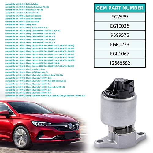 AULINK EGV589 EGR Valve EGR1273 For Chevy 1500 Astro Blazer Impala Express Silverado Tahoe,GMC K1500 Savana Sierra Yukon,Buick LeSabre Avenue Regal,Cadillac Deville Escalade,Isuzu Pontiac Olds Bravada