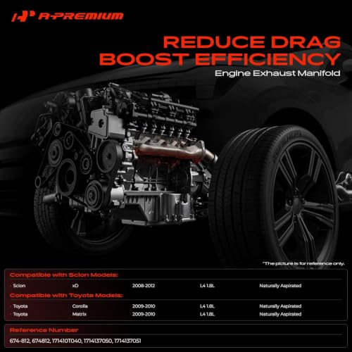 A-Premium [DOHC L4 1.8L] Exhaust Manifold Kit Fit for Toyota Corolla Matrix 2009-2010 & Scion xD 2008-2012, W/Gaskets & Bolts & Springs, Replaces 171410T040 1714137050