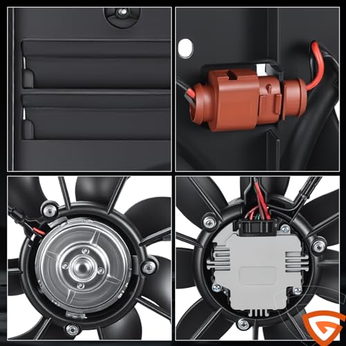 GEARLAST Radiator Fan Engine, Replacement Dual Radiator & Condenser Cooling Fan Assembly Fit for Volkswagen Jetta 2.0L VW Tiguan for Audi A3 TT 1K0121205AD9B9