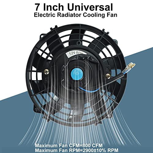 7" inch Universal Slim Fan Push Pull Electric Radiator Cooling 12V Mount Kit Black