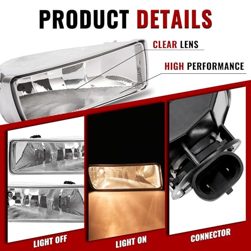 HECASA Fog Light Pair Compatible with 2006-2010 Ford Explorer/Explorer Sport Trac Halogen Fog Lamp w/Bulbs Replacement for FO2594100 FO2595100 6L2Z15201AA 6L2Z15200AA Clear Lens Left & Right