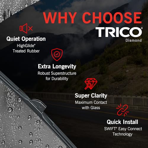 TRICO Diamond 26" + 16" Super Premium Automotive Replacement Windshield Wiper Blades (Set of 2), Passenger and Driver Side All-Weather Beam Wiper Blades for Select Vehicle Models (Item #25-2616)