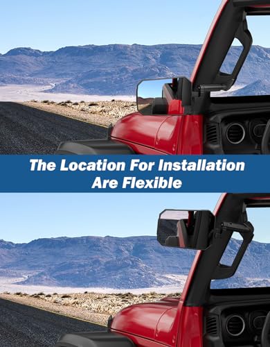 JOYTUTUS Mirrors Doors Off Compatible with 2024-2026 Wrangler JL Gladiator JT, Wrangler JL Side Mirrors with Doors Off Wider View No Vibrate & Wobble (NOT FIT 1986-2023 Wrangler Gladiator)