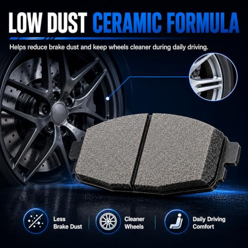 D2173 D2174 Front Rear Ceramic Brake Pads With Clips For Chevrolet Silverado 1500 2019-2022,Suburban 2021-2022,Tahoe 2021-2023,Cadillac Escalade/ESV 2021-2022,GMC Sierra 1500 2019-2022,Yukon 2021-2023