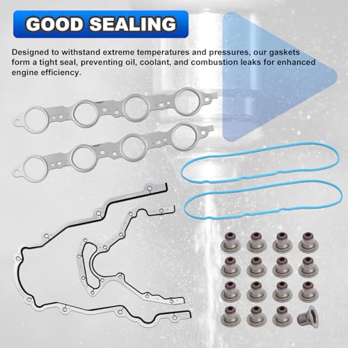 5.3 Full Cylinder Head Gasket Kit with ES72220 Bolts Compatible with 2007-2013 Buick, Chevy Silverado Suburban Tahoe, GMC Savana Sierra Yukon 5.3L Engine
