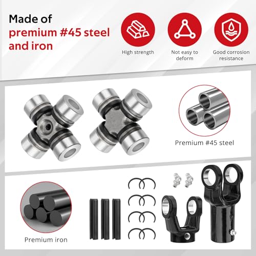JAVIK Front Prop Shaft Yoke & U-Joint (2 Side) for Polaris Ranger 400 500 570 700 800 900 1000 Diesel HST ETX