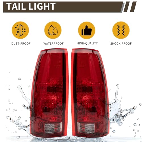 Tail Light Assembly Compatible With Chevy GMC C/K Truck 1988-1998, 1995-2000 Tahoe, 1992-2000 Yukon, 1992-1999 Suburban, 1992-1994 Blazer, w/Circuit Board, Driver and Passenger Side Rear Brake Lamps