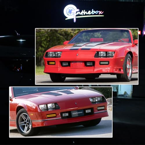 GTINTHEBOX for 1985 1986 1987 1988 1989 1990 1991 1992 Chevy Camaro Front Bumper Turn Signal Daytime Running Light Smoked Lens Switchback White & Amber LED Lamp