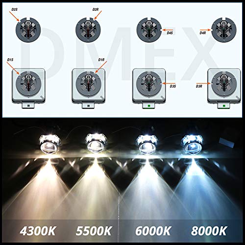 DMEX D2S HID Headlight Bulbs Xenon 35W Replacement 85122 66240 66040 66240CBI - Pack of 2, 8000K White Blue (Not fit Halogen Headlamp)