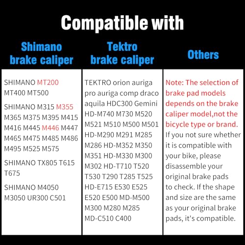4 Pairs Bike Brake Pads,Bicycle Brake Pads with Installation Tools Compatible with Trp Tektro Shimano Brake Pads MT200 M355 M446 M315 M365,MTB Bike Disc Brake Pads Compatible with Ebike Brake Pads