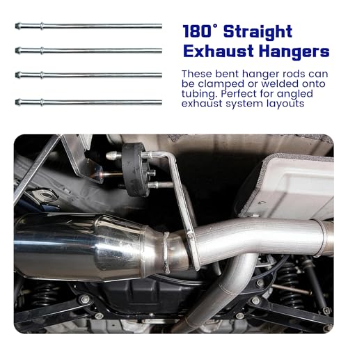 VOURTM 16PCS Rubber Exhaust Hanger Kit with 2 Hole & 4 Hole, Heavy Duty Exhaust Insulator Mounts, 0.47" Hole Diameter, 90° 7.6" & Straight 10" Muffler Hanger Rod Set for Automotive Replacement