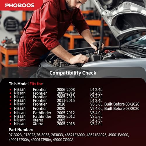 PHOBOOS Hydraulic Power Steering Rack and Pinion Assembly Compatible with Nissan Frontier 2005-2020, Pathfinder 2005-2012, Xterra 2005-2015, 2.4L, 2.5L, 4.0L, 5.6L, New Unit, Direct Fit, Ref. 26-3033