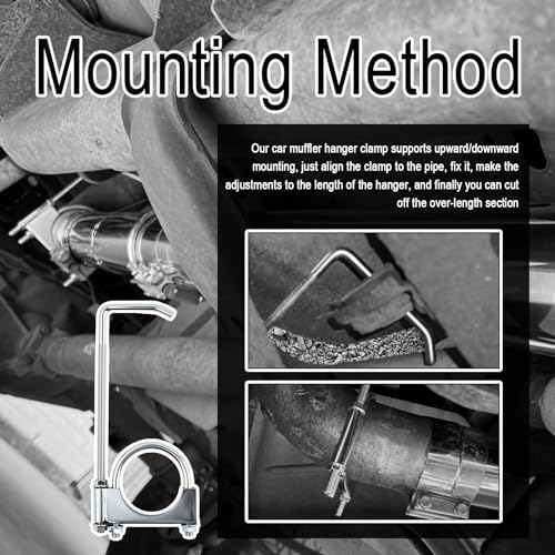 2.5 Exhaust Clamps with Hanger,Adjustable Car Exhaust Hangers & Clamp for Exhausts Pipe Fixing & Vibration Damping,Short Version Car Muffler Clamp for Exhausts System