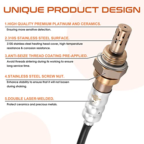 ACAUTO 4Pcs 15717 Oxygen O2 Sensor Upstream Downstream Fit for Ford F-150 F250 F350 Ranger Escape Explorer Mustang Foucs Expedition Mazda Lincoln Jaguar Mercury Aston Martin 15716 15718