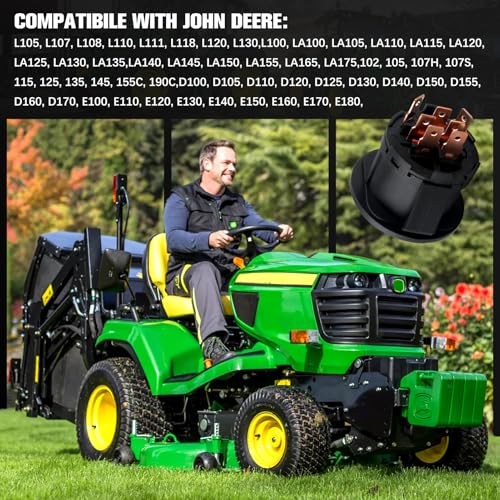 Lawn Mower Ignition Switch Key 4 Position 7 Terminals for John Deere L100 L105 L110 L111 L118 L120,Craftsman, Husqvarna, MTD, with 2 Keys Replace# 532175566 175566 163968 925-1741 GY20074 94762
