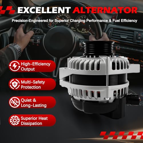 Autodevil 11099 Alternator Fit for MDX TL RL, for Pilot Odyssey Ridgeline, 2005 2006 2007 2008, 3.2L 3.5L 3.7L,130Amp 12V Automotive Replacement Alternator OE 31100-RDJ-A01,CSC10,CSD29