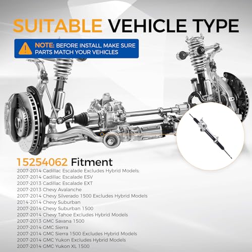 PAROD 15254062 Rack and Pinion Assembly Fit for 2007-2013 Cadillac Escalade EXT/Chevy Avalanche/GMC Savana 1500, 2007-2014 Escalade/ESV/Silverado 1500/Suburban 1500/Tahoe/Sierra 1500/Yukon XL 1500