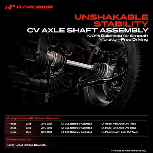 A-Premium Front Left CV Axle Shaft Assembly Compatible with Honda Civic LX 2016-2021, EX/LX-P 2016-2018, Only For 2.0L Non-Turbo & Automatic CVT Transmission, Driver Side, Not For 1.5T Engine