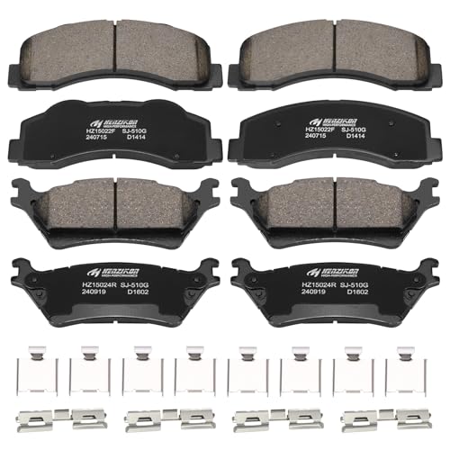 Ceramic Front and Rear Brake Pads Compatible with 2012-2014 Ford F-150 (with 6 Lugs or 7 Lugs Rotors),Compatible with 2015-2020 Ford F-150 (Models with Manual Parking Brake), D1414+D1602