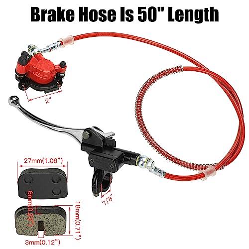 YOXUFA Mini Bike Hydraulic Disc Brake Caliper Kit Replacement for Baja Doodle Bug DB30 Blitz Dirt Bug Predator 79cc 97cc 2.8hp Mini Bike Parts with 50 inch Hose Tube Master Cylinder