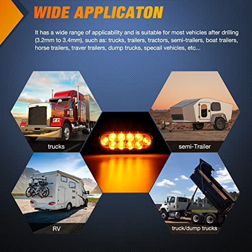 Nilight 6 Inch Oval Amber LED Trailer Tail Lights 2PCS 10 LEDs Waterproof Turn SignalsTrailers Lights for Truck RV Boat Bus Lorry Camper Van Caravan