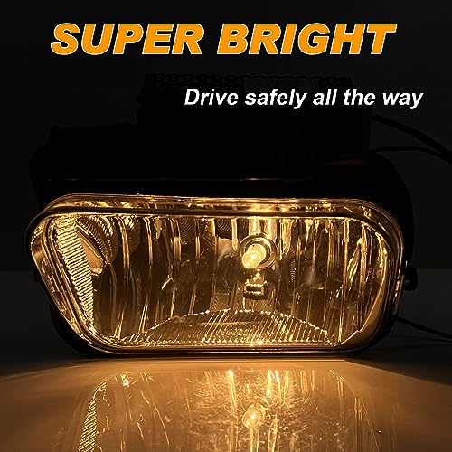 Nakuuly Fog Lights Compatible With 2003-2006 Chevy Silverado 1500 2500 3500 1500HD 2500HD 2007 Classic 02-06 Avalanche Driver and Passenger Side Fog Bumper Lamp Assembly with Bulbs Clear Lens