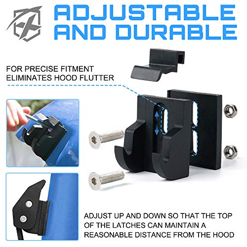 Xprite Aluminum Hood Latches with U.S. Flag, Adjustable Hood Latch Catches Kit Compatible with Jeep Wrangler JK JKU 2007-2018 & Jeep Wrangler JL JLU 2018-2026 Gladiator JT