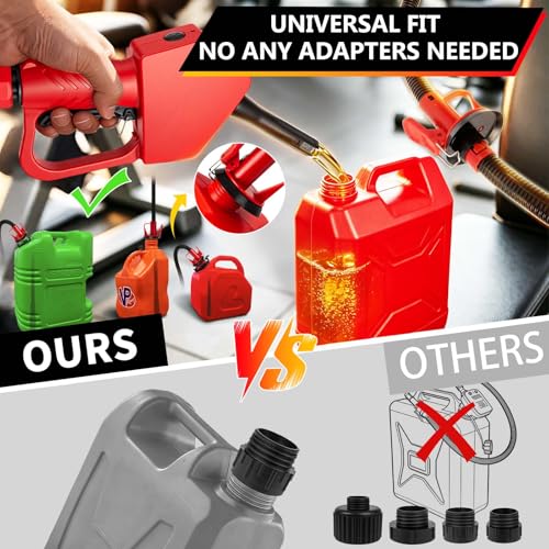 Portable Fuel Transfer Pump with Auto-Stop & Hand Nozzle, 80'' Pumping lift,fit different gas barrel sizes and depths, no adapters needed,3.8GPM, mulitiple power supply,for Gasoline, Diesel, Kerosene