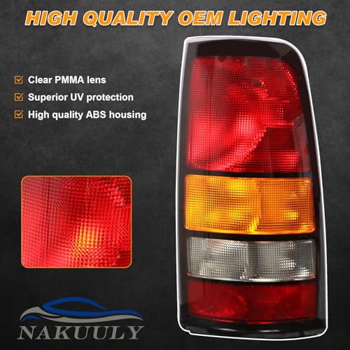 Nakuuly Tail Lights Compatible With 1999-2002 Chevy Silverado 1999-2006 GMC Sierra 1500 2500 3500 1500 HD 2500HD Driver and Passenger Side Taillights Rear Lamp without Bulb (Black Border)