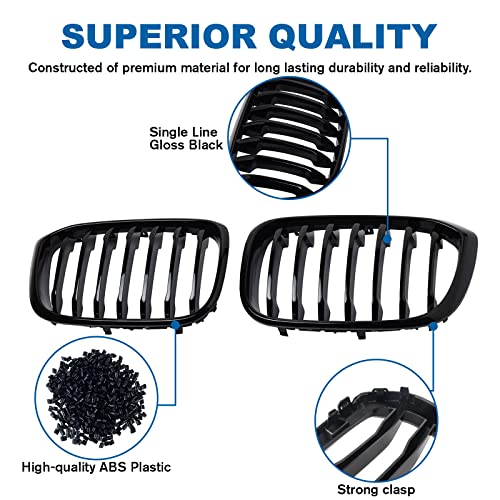 BILLDIO X3 G01 X4 G02 Grille - Black Kidney Grill Compatible With 2018-2021 X3 G01 2019-2021 X4 G02，ABS Single Slat Gloss Black