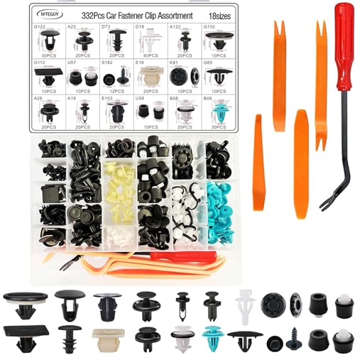 332Pcs Toyota Car Retainer Clips Auto Fasteners Assortment-18 Most Popular Sizes Auto Push Pin Rivets Set for Toyota Lexus Nissan Body Interior and Exterior Retainer Fastener Clip - 2 Years Warranty