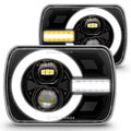 TRUE MODS 5x7 7x6 Inch H6054 Black LED Headlights H4 Sealed Beam Replacement Lamp for Jeep Wrangler YJ Cherokee XJ [DOT Approved] Ford Econoline Chevy Express GMC Savana TOYOTA Pickup Nissan D21 Dodge
