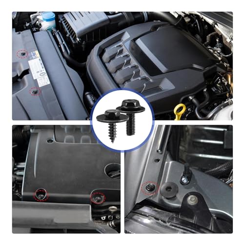 Fiknonk 100 PCS Car Body Fasteners Assortment Kit, Bumper Fender Splash Guard Screws Bolts U-Nuts, Universal for Most Cars, Trucks, SUVs (Black)
